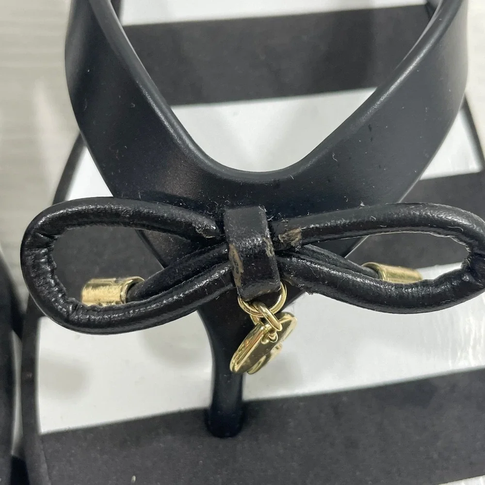 Kate Spade New York Black White Striped Platform Flip Flop Bow Sandals US 5M